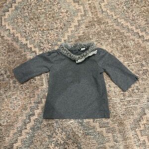 Janie and Jack Gray Kids Top with Faux Fur Collar